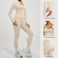 thumbnail image 7 of Women's Zipper Jacket and Leggings Set, High Waist Workout Outfit with Tummy Control, Butt Lifting Yoga Pants and Long Sleeve Top for Running, Gym, Yoga and Casual Sportswear Beige, 7 of 7