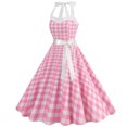 thumbnail image 4 of FcBaudy Robe Sans Manches à Col en V Longueur Genou, Robes d'Été pour Femmes, Robes pour Femmes Mode Robe Décontractée Sans Manches Imprimée pour Dames à Col Suspendu Ajustée Mini Robe Robe Femme Robe, 4 of 9