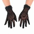 thumbnail image 1 of Women's Fishnet Gloves with Floral Pattern Fishnet Mesh Full Finger Elegant Glove, 1 of 5