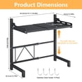 thumbnail image 7 of Microwave Oven Rack, Expandable 2-Tier Twist-Lock Carbon Steel Kitchen Countertop Storage Rack with 4  Hooks, Detachable Height Adjustable Microwave Stand, Black, 7 of 7
