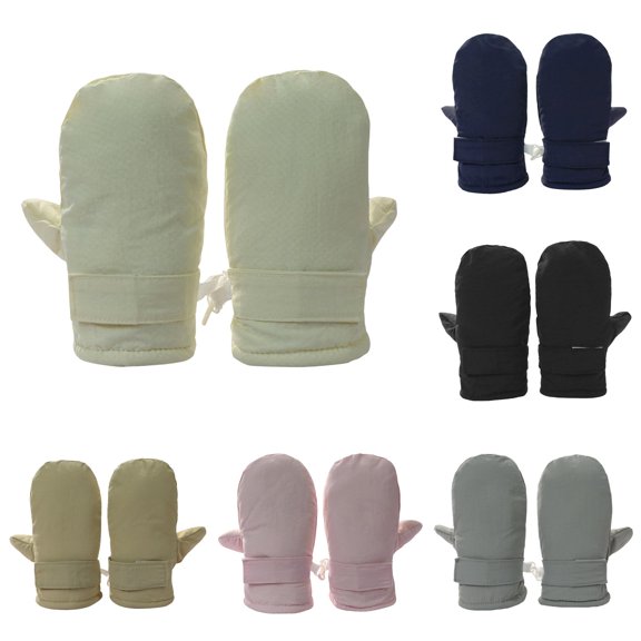 Ticikt Kids Winter Mittens, Solid Nylon Waterproof Lined Cold Weather Outdoor Gloves,Beige