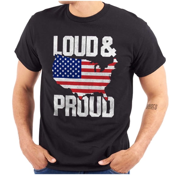 Loud Proud American State Flag Map Men's Graphic T Shirt Tees Brisco Brands M