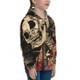 thumbnail image 3 of Rateoe Gothic Eastern Floral Skull Pattern Boys Hoodie, Youth Pullover Hooded Sweatshirt, Kangaroo Pocket Hoodie for Kids-Medium, 3 of 6
