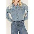 thumbnail image 2 of Cleo + Wolf Women's Medium Wash Cropped Denim Shirt - CLHO23W14   US, 2 of 4