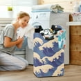 thumbnail image 5 of Yayeee Freestanding Laundry Hamper with Handle Collapsible Large Storage Basket for Clothes, Blue Wave Pattern, 5 of 7