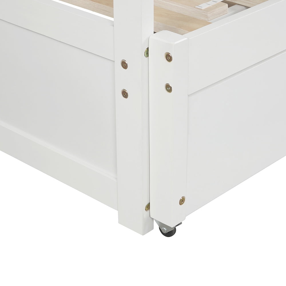 Lowestbest Extending Daybed with Trundle Frame, Sofa Bed Support Platform for Living Room Bedroom Apartment, White Lowestbest Extending Daybed with Trundle Frame, Sofa Bed Support Platform for Living Room Bedroom Apartment, White