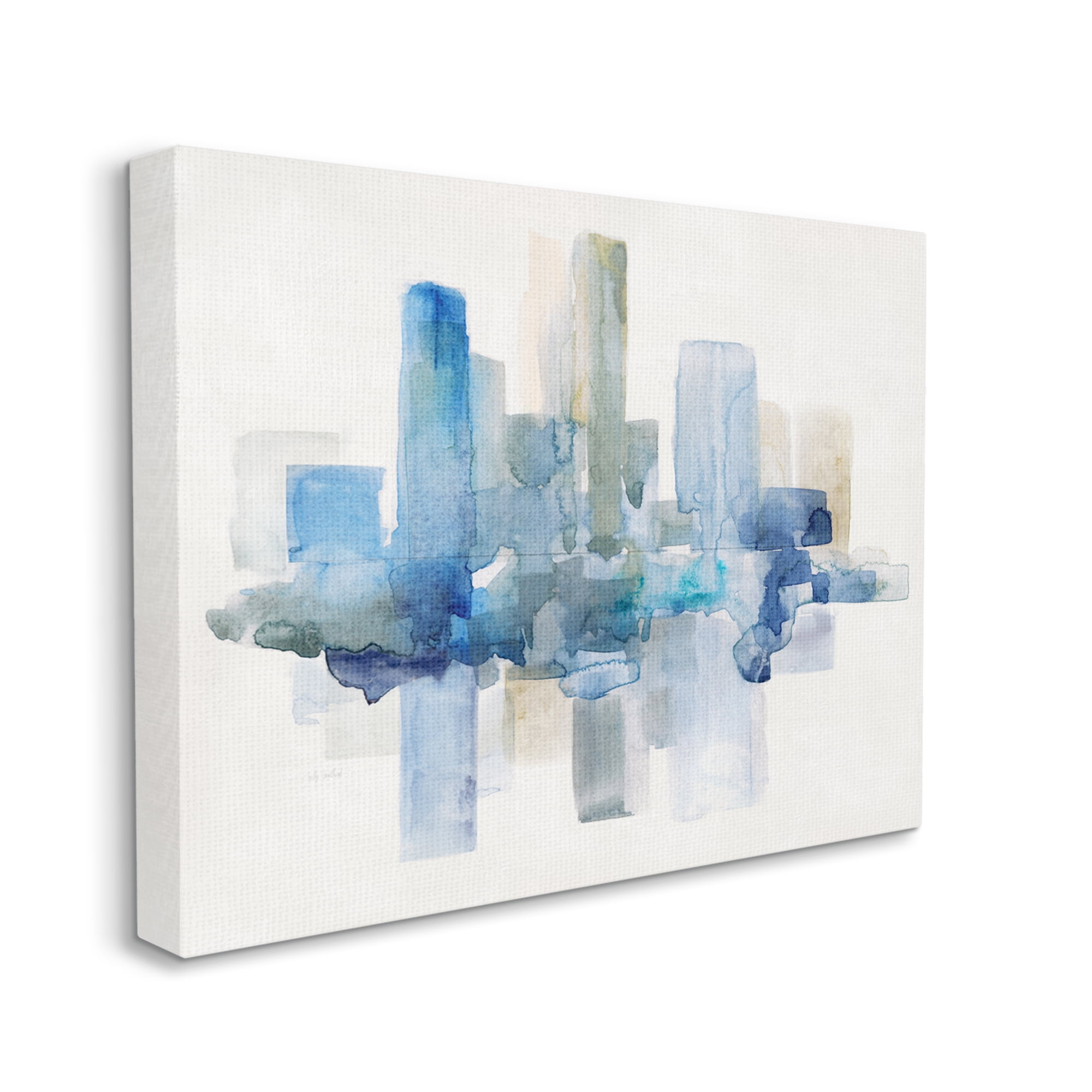 Stupell Industries Blocked Abstract Cityscape Scene Reflection Watercolor Detail Painting Gallery Wrapped Canvas Print Wall Art, Design by Sally Swatland