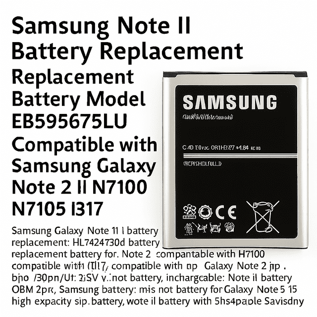 Samsung Note II Batterie de Remplacement Remplacement de Batterie Modèle EB595675LU Compatible avec Samsung Galaxy Note 2 II N7100 N7105 i317