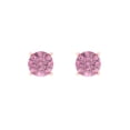 thumbnail image 3 of 0.5 Ct Round Cut Studs Pink Crystal 18K Rose Solid Gold Everyday Dainty Earrings Screw Back, 3 of 7