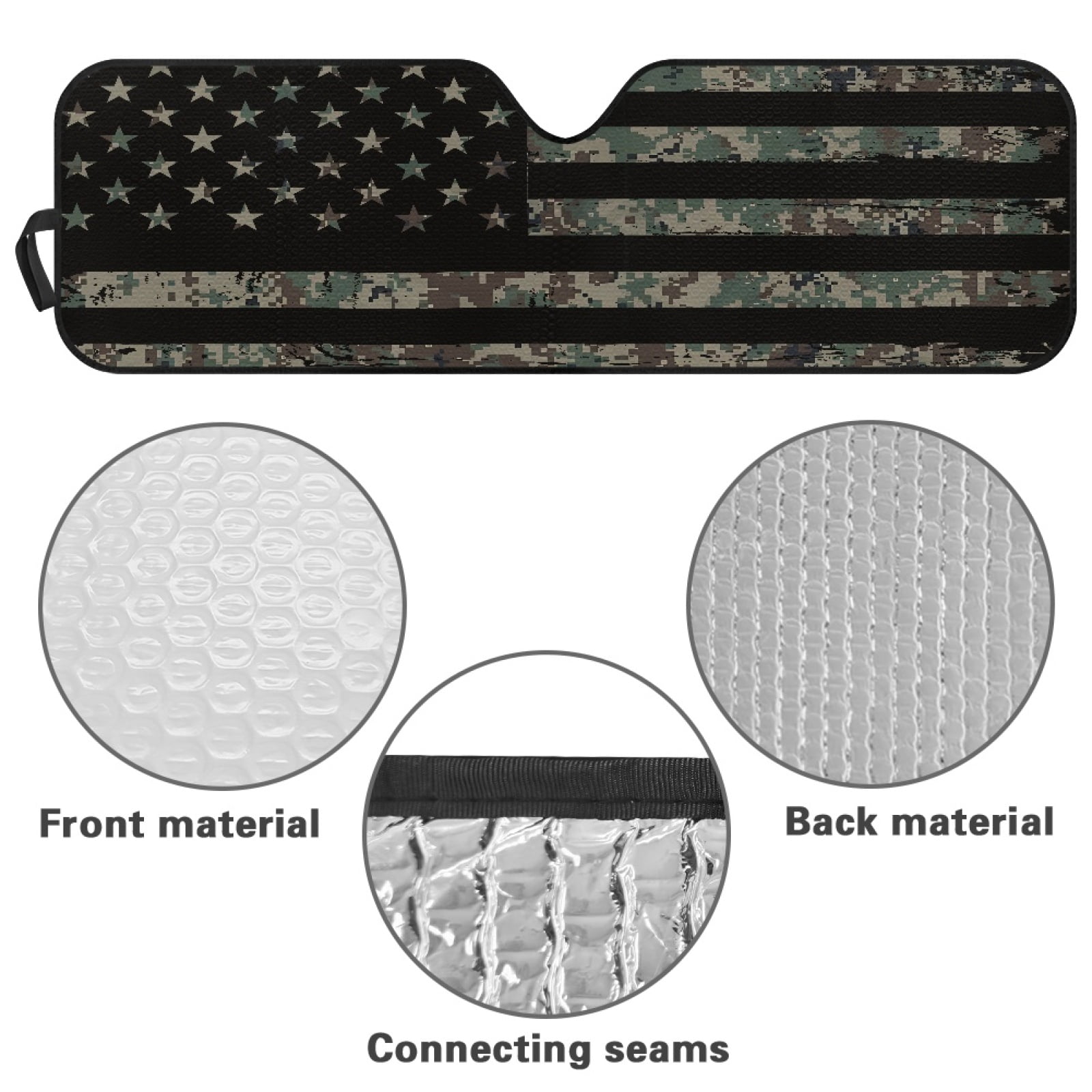 Jeiento Camouflage Flag Windshield Sun Shade for Jeep Wrangler TJ JK JKU JL JLU ,Aluminum Foil Film Car Winshied Sunshade,Effectively Blocking Heat and UV Rays