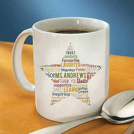 Personalized Teacher Star Text Coffee Mug, 15 oz