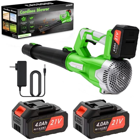 CATGOOD 21V Cordless Leaf Blower 750CFM 200MPH, 6 Speed Electric Leaf Blower with 2×4.0Ah Batteries for Lawn, Patio, Yard and Dust Cleaning