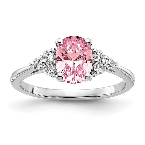 Sterling Silver Pink and White CZ Ring