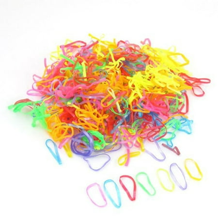 Pixnor 600pcs Mini Oval Multicolor Elastic Ponytail Hair Ties