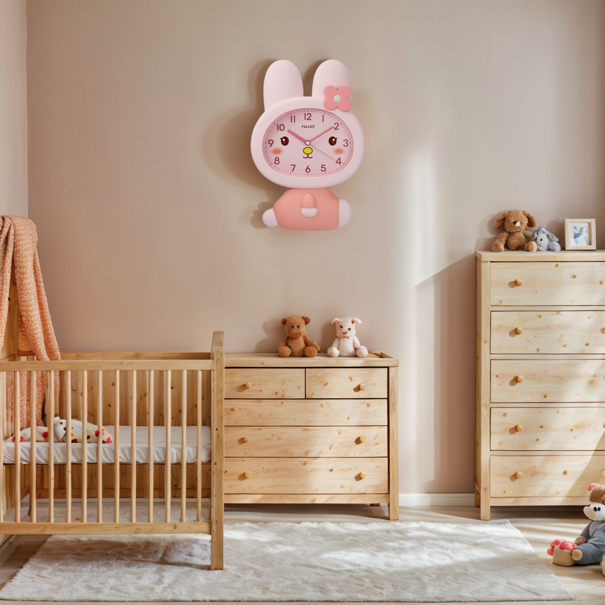 Unique Bargains 1pc Cute 3D Cartoon Rabbit Bunny Wall Clock 16" x 11" x 2.1" White
