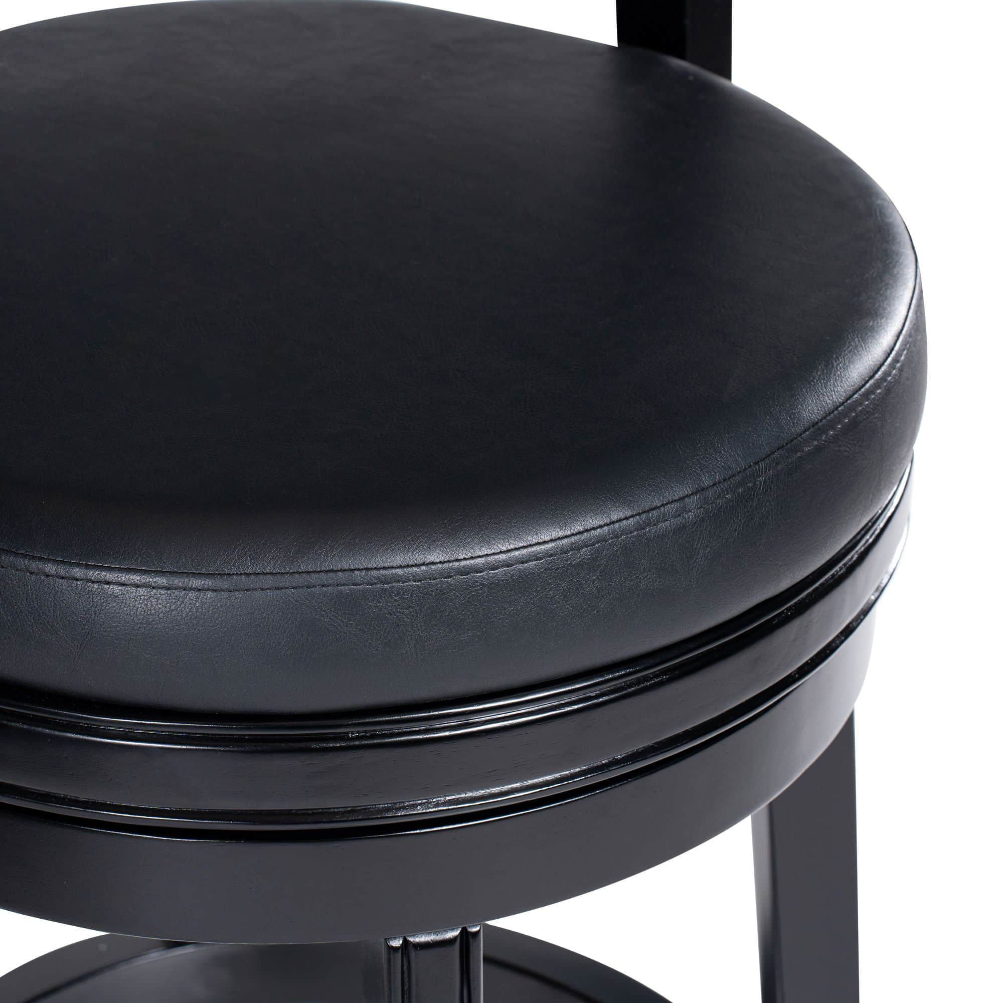 Balen Black Bar Height Swivel Stool with Rubberwood Frame