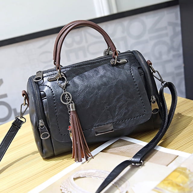 Bolso estilo Boston tipo almohada, estilo retro, fácil de ajustar, con borlas, para mujer, de primavera y estilo coreano