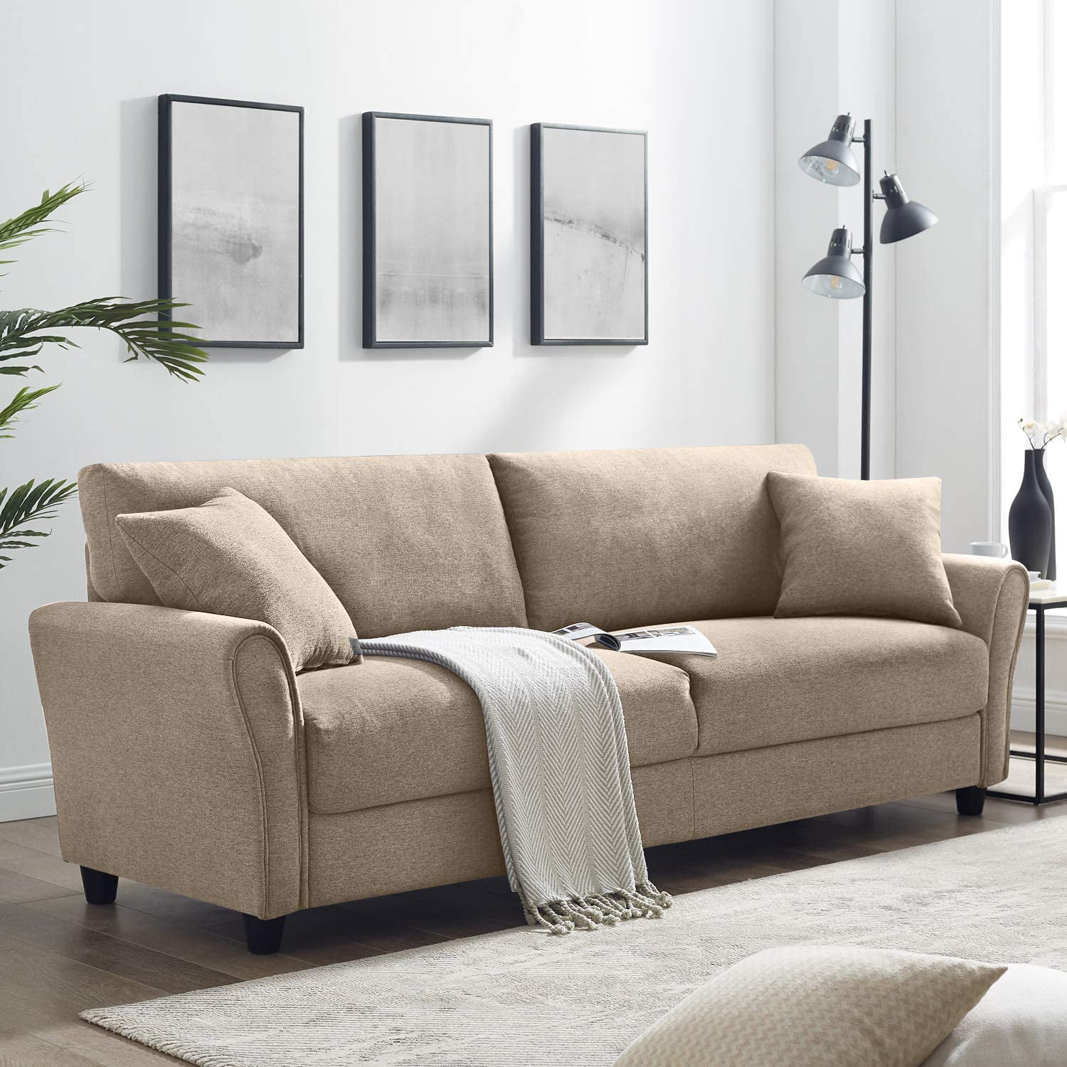 Tribesigns 85 Inch Couch Sofa, Modern Comfortable Upholstered Linen