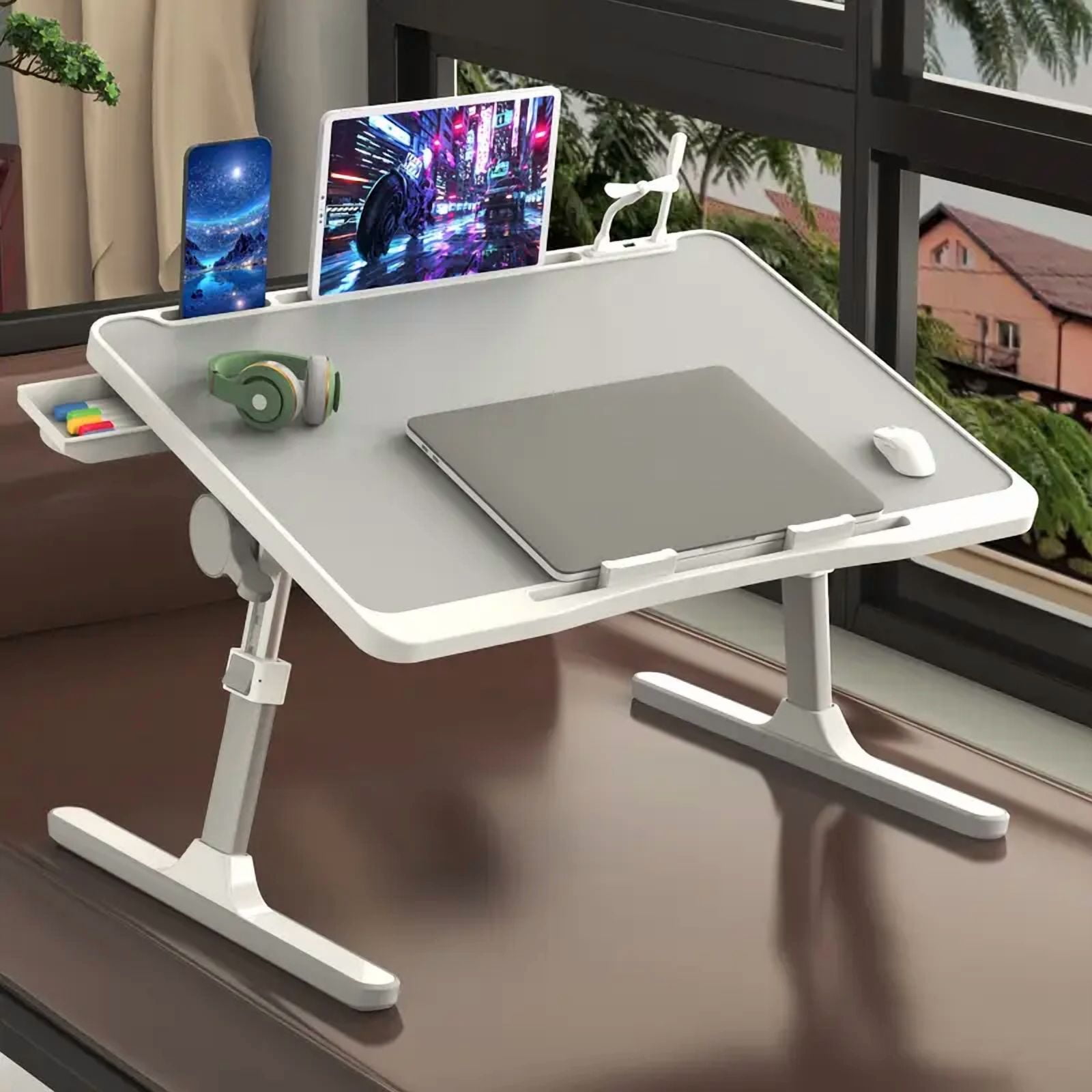 Auto Beyond Adjustable Height Laptop Bed Desk | Portable Folding Table, Ergonomic Design, Suitable for Sofas, Chairs, Bedrooms, etc. (Black)