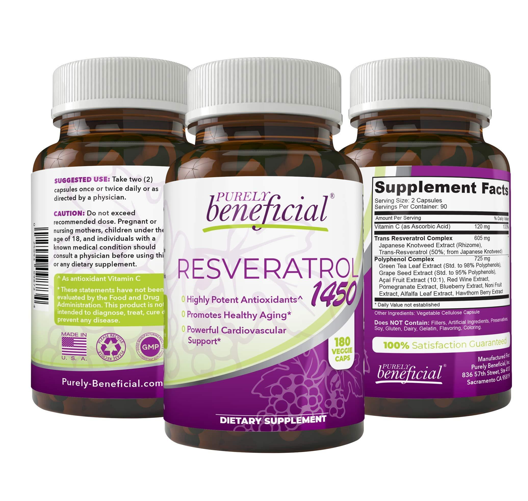 RESVERATROL1450-90day Supply, 1450mg per Serving of Potent Antioxidants ...