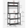 thumbnail image 4 of VASAGLE Bakers Rack with Power Outlet, Microwave Stand, Kitchen Tall Utility Storage Shelf, with Metal Wire Panel, 14 Hooks, 40 x 80 x 170 cm, Charcoal Gray and Ink Black, 4 of 6