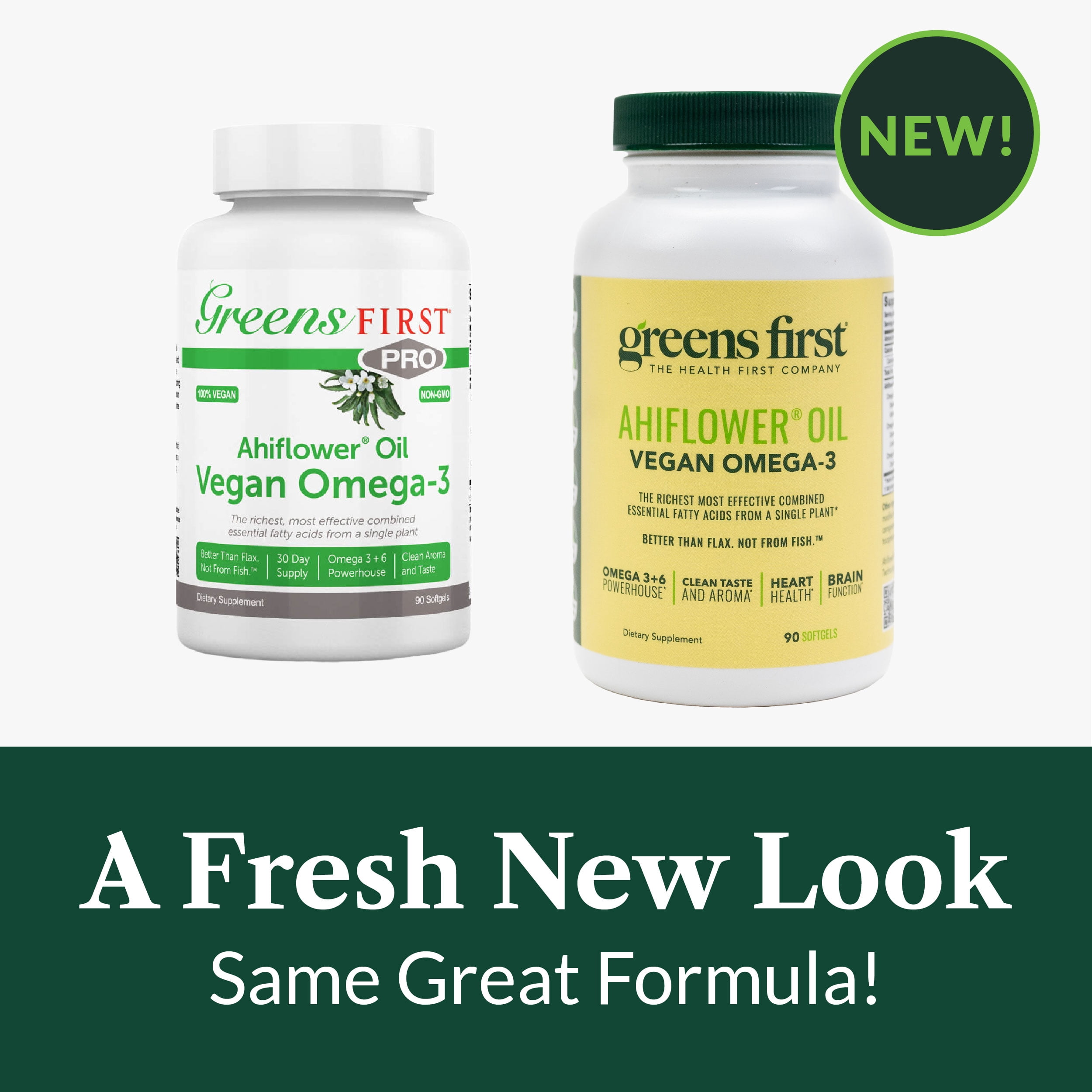 Greens First Ahiflower Oil Plant-Based Omega-3 Supplement – Vegan Omega-3 to Support Brain, Immune, Joint & Heart Health - Essential Fatty Acids - Gluten-Free/Dairy-Free/Soy-Free (90 Softgels)