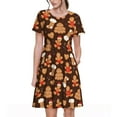 thumbnail image 1 of Balery Christmas Gingerbread Cookies Vestidos sueltos de manga corta para mujer, vestidos de verano 2025, vestidos casuales de corte A con vuelo., 1 of 6