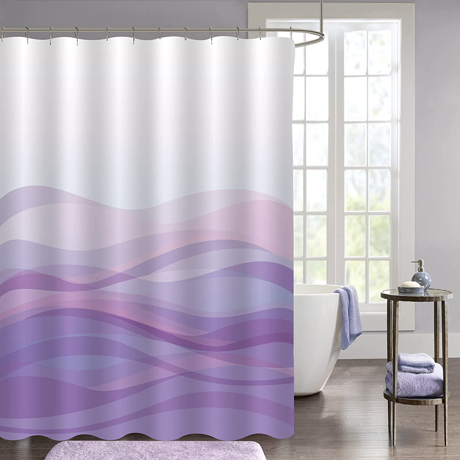 72 x72‘ Pink Geomertic Shower Curtain for Bathroom Multicolor Red Pink Orange Art Striped Iridescent Bathroom Curtains Fabric Waterproof Decoration