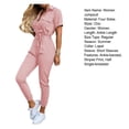 thumbnail image 7 of Guiexla Women Jumpsuit OL Commute Style Turn-down Collar Striped Print Half Single-breasted Short Sleeves Lace-up Slim Waist Slim Leg Ankle-banded Lady Jumpsuit, 7 of 7