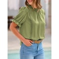 thumbnail image 6 of Biezeib Women's Summer Lace Crochet Tops Short Puff Sleeve Ruffled Collared Blouse Elegant Shirts Clubwear, 6 of 6