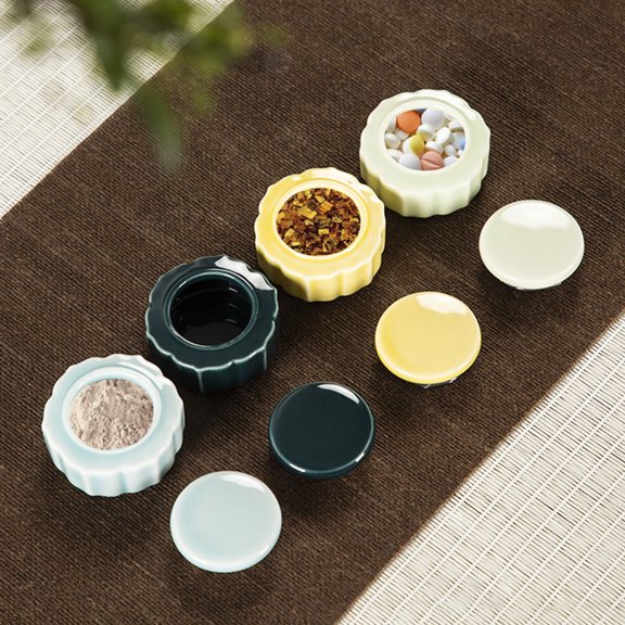 ifundom Ceramic Mini Tea Canister Set with Airtight Sealed Lids, Yellow, 2pcs for Home Kitchen Storage