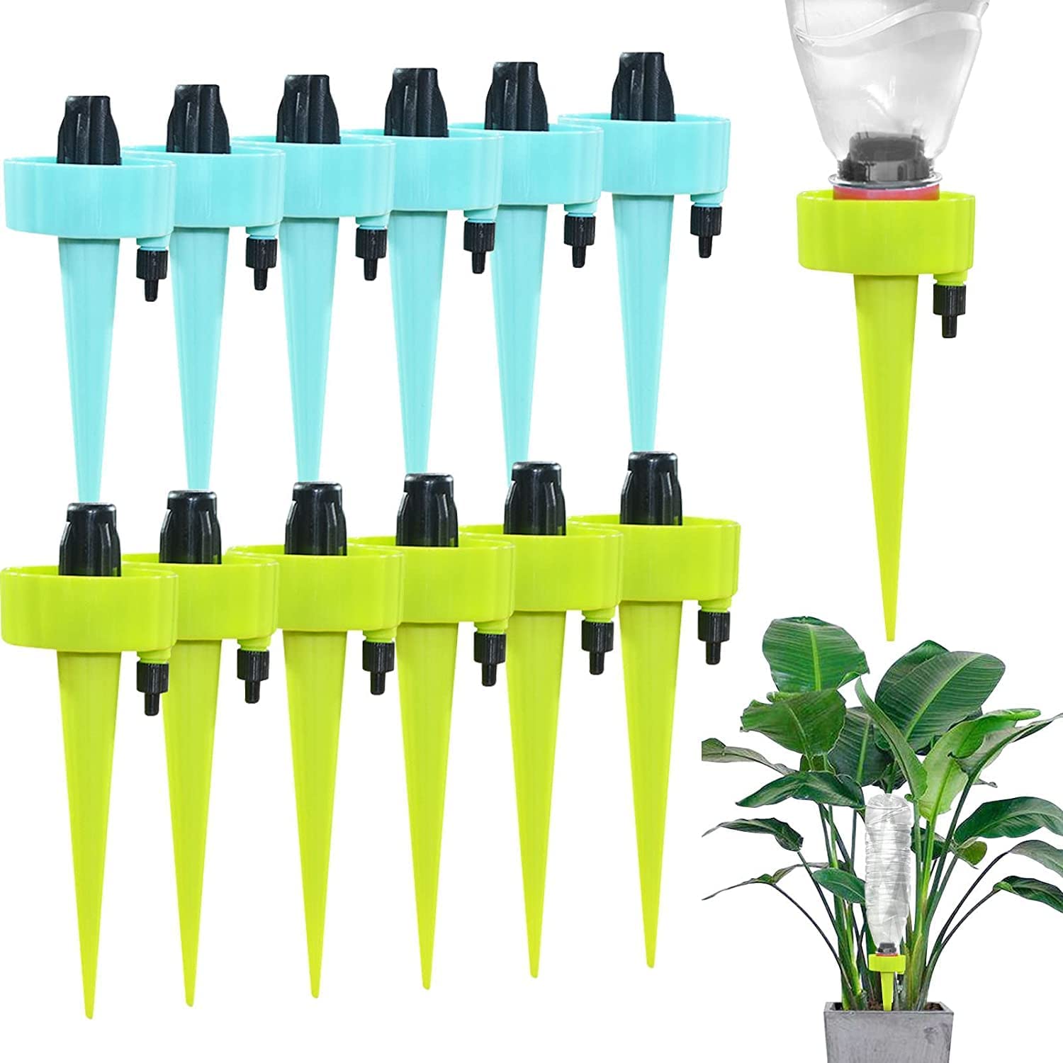 Self Watering Spikes, Automatic Plant Watering Devices, Adjustable Drip