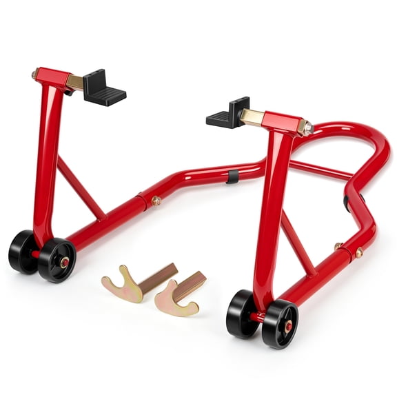 VIVOHOME Motorcycle Stand, 441 Lbs Capacity Rear Wheel Lift with U L Adjustable Swingarm Spool, Heavy Duty Paddock Stand for BMW Suzuki Yamaha Honda Kawasaki, Red