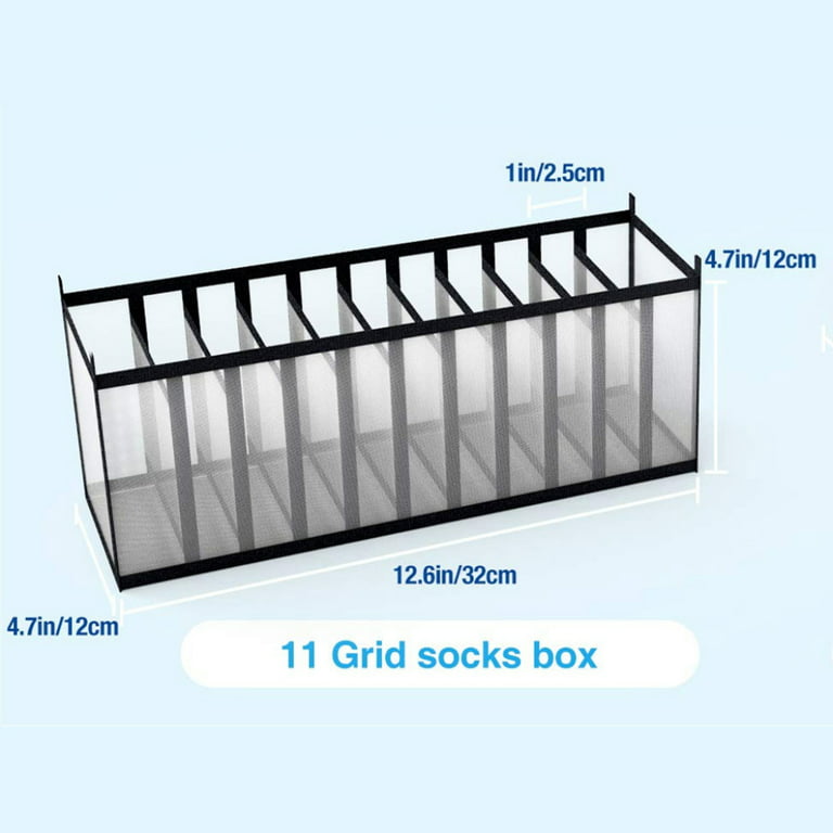 GN109 Underwear Storage Organizers, 3 Set Storage And Drawers For Bra,Socks  And Underwear, 6+7+11 Grid Bathroom Storage Containers, Gray-4.72 H x  12.6 W x 12.6 D