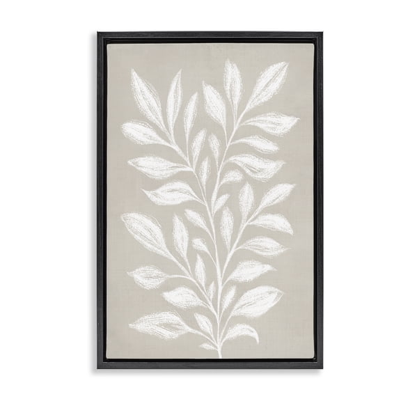Stupell Industries Minimalist Chalk Sketch Leaves Black Floating Frame Canvas Art, 17 x 25, by Martina Pavlova