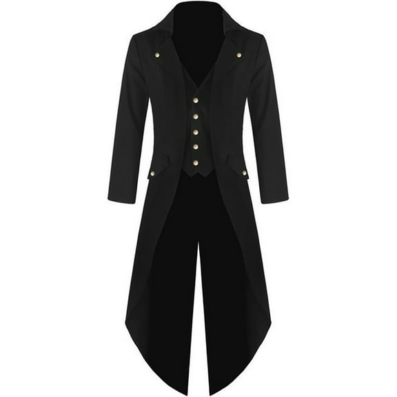 Dezsed Trench Coat Men Men's Fashion Coat Windbreaker Gothic Style Jacket Men's Retro Halloween Coat Black XXXL