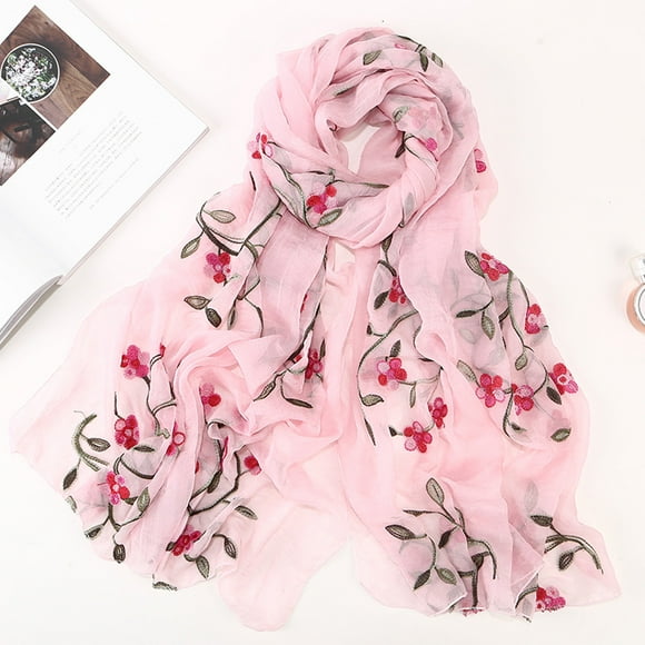 Head Slik Scarf for Women on Clearance Women Embroidery Chiffon Scarf Hijab Wrap Shawls Headband Muslim Hijabs Scarf WH