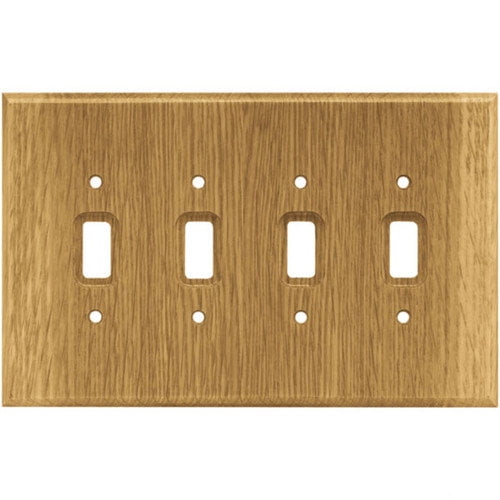 BRAINERD 126797 Wood Square Quad Toggle Switch Wall Plate Switch Plate