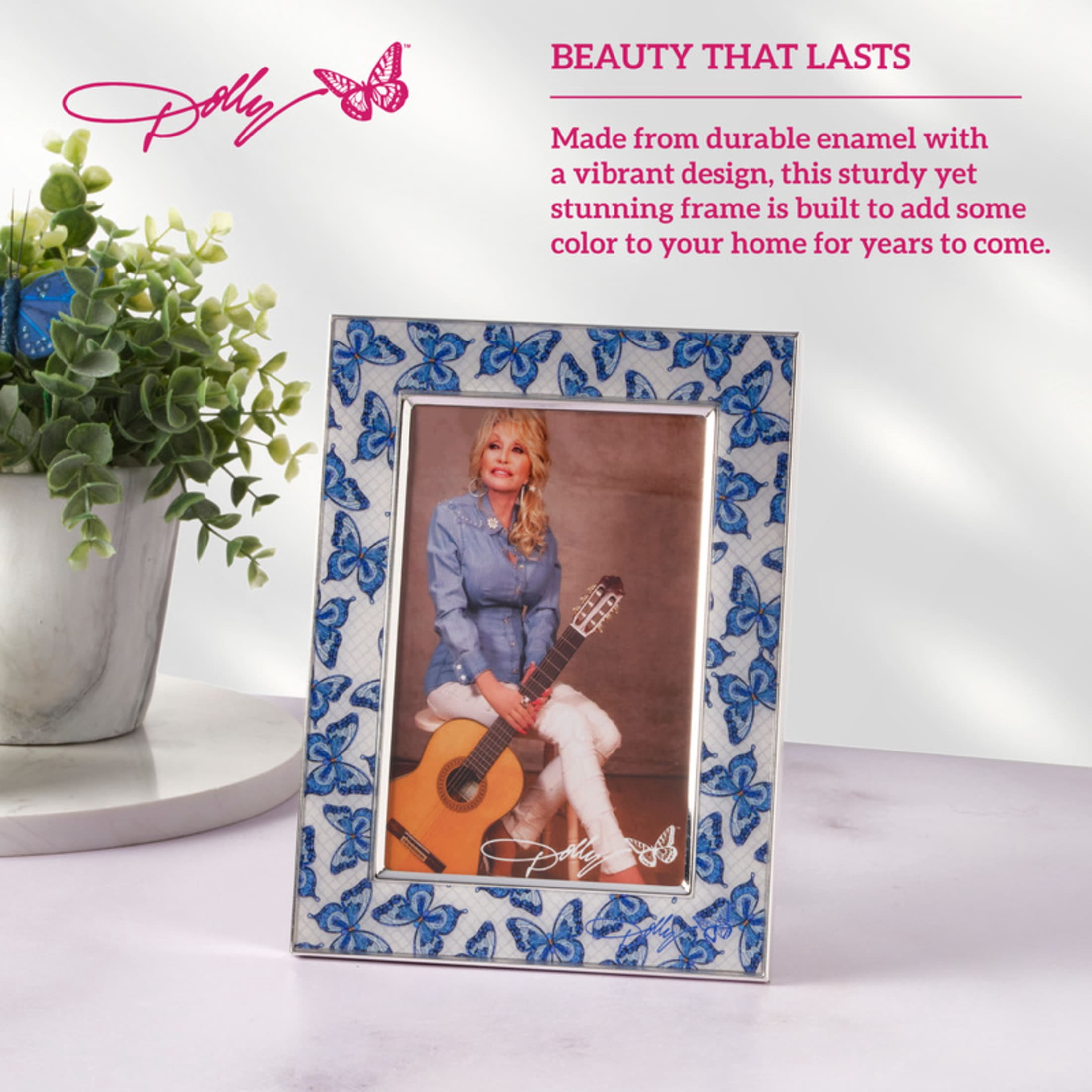 Dolly Parton 5.5X7.5 in Blue Butterfly Enmel Frame - 4X6