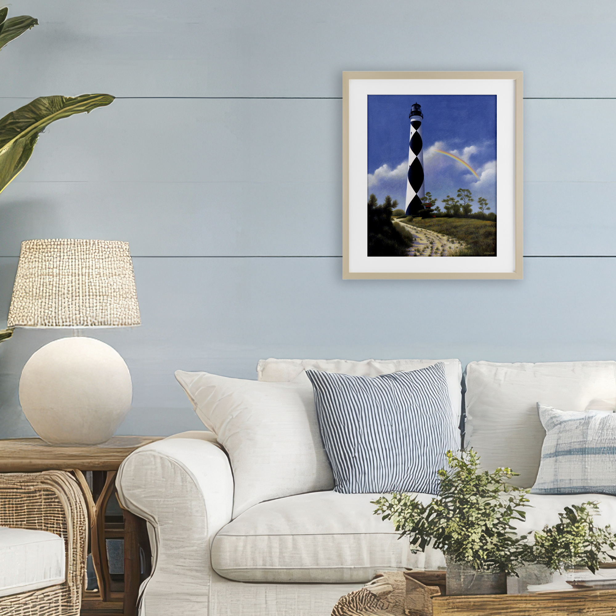 North Carolina Cape Lookout Birch Framed Print Under Glass, design by Wind River Studios