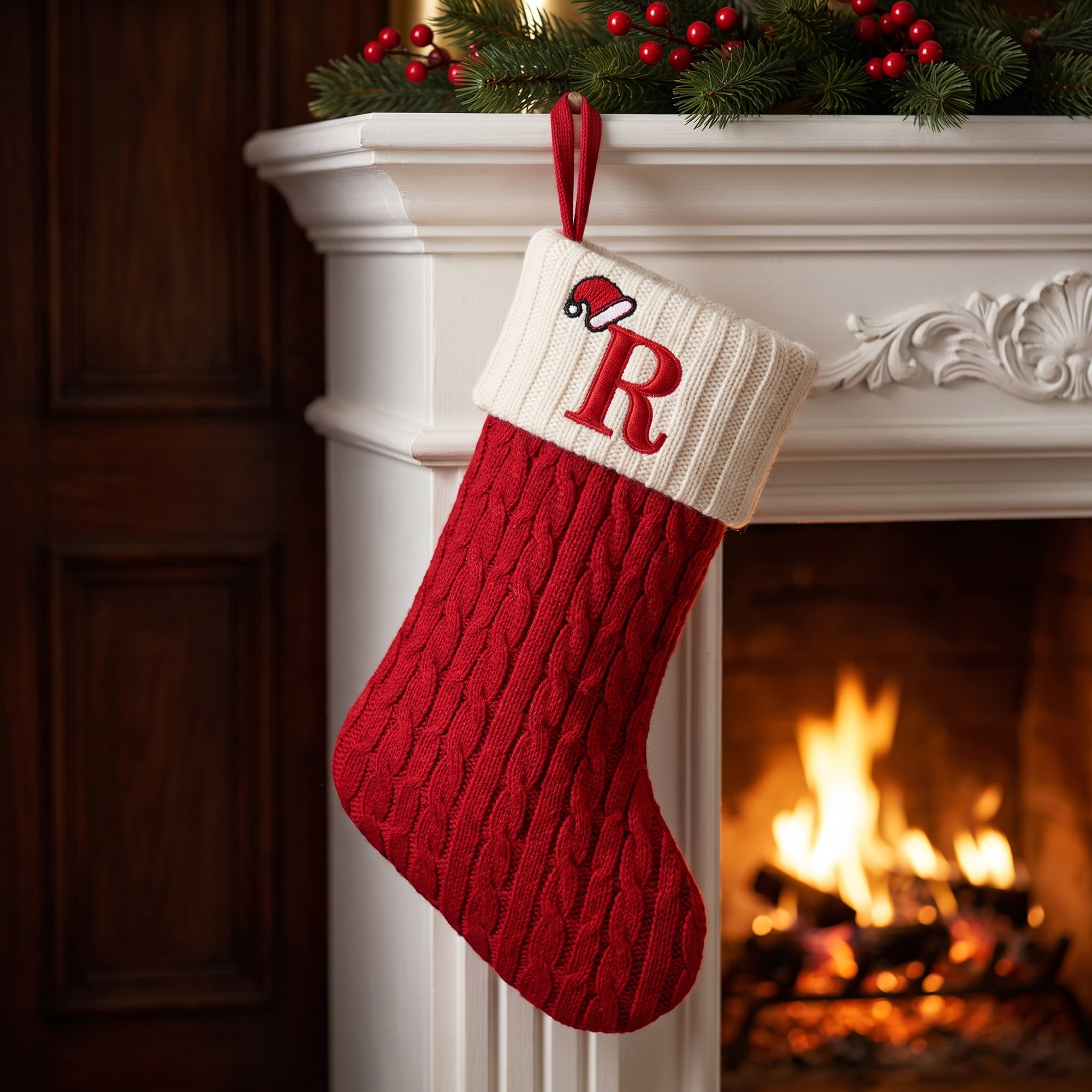Unique Bargains Cartoon Christmas Luxury Grand Hearth Accent Stocking Letter R 8"