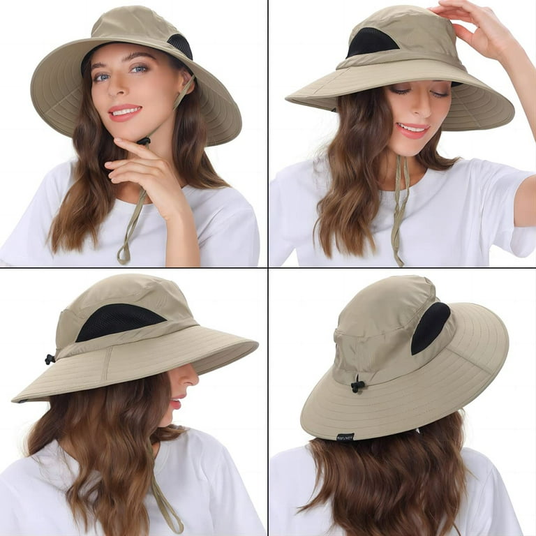 Mens Womens Wide Brim Hat Waterproof Wide Brim Sun Hat UV Protection  Fishing/Hiking/Khaki 