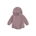 thumbnail image 2 of Baby Romper, 3 6 12 18M Long Sleeve Hooded Solid Fall Casual Bodysuit Clothes for Girls Boys, 2 of 9