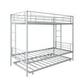 Bunkbed with Roll Out Trundle Bed Frame, Metal Bunk Bed Can Be Divided
