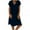 Navy, variant on Patlollav Womens Fashion Loose V-Neck Summer Solid Short Sleeve Cotton and Linen Dress