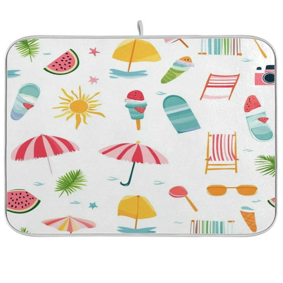 Summer Pattern Dish Drying Mat Kitchen Mats Microfiber Counter Absorbent Dish Pad Drainer Rack