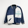 thumbnail image 3 of Women's Gameday Couture Navy Southern University Jaguars Oversized Inner Drive Varsity Rhinestone Full-Snap Bomber, 3 of 5
