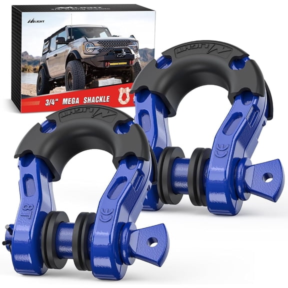 Nilight 2 Pack 3/4" Mega D-Ring Shackle with 7/8" Screw Pin 68,000LBS Break Strength, Heavy Duty Off Road Recovery Shackle for Use with Tow Strap, Winch, Off-Road Jeep Truck Vehicle, 2 Years Warranty