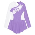 thumbnail image 4 of Xnihocha Kids Girls Sequins Floral Gymnastics Leotard Figure Ice Skating Dress Dance wear Lavender 14, 4 of 6