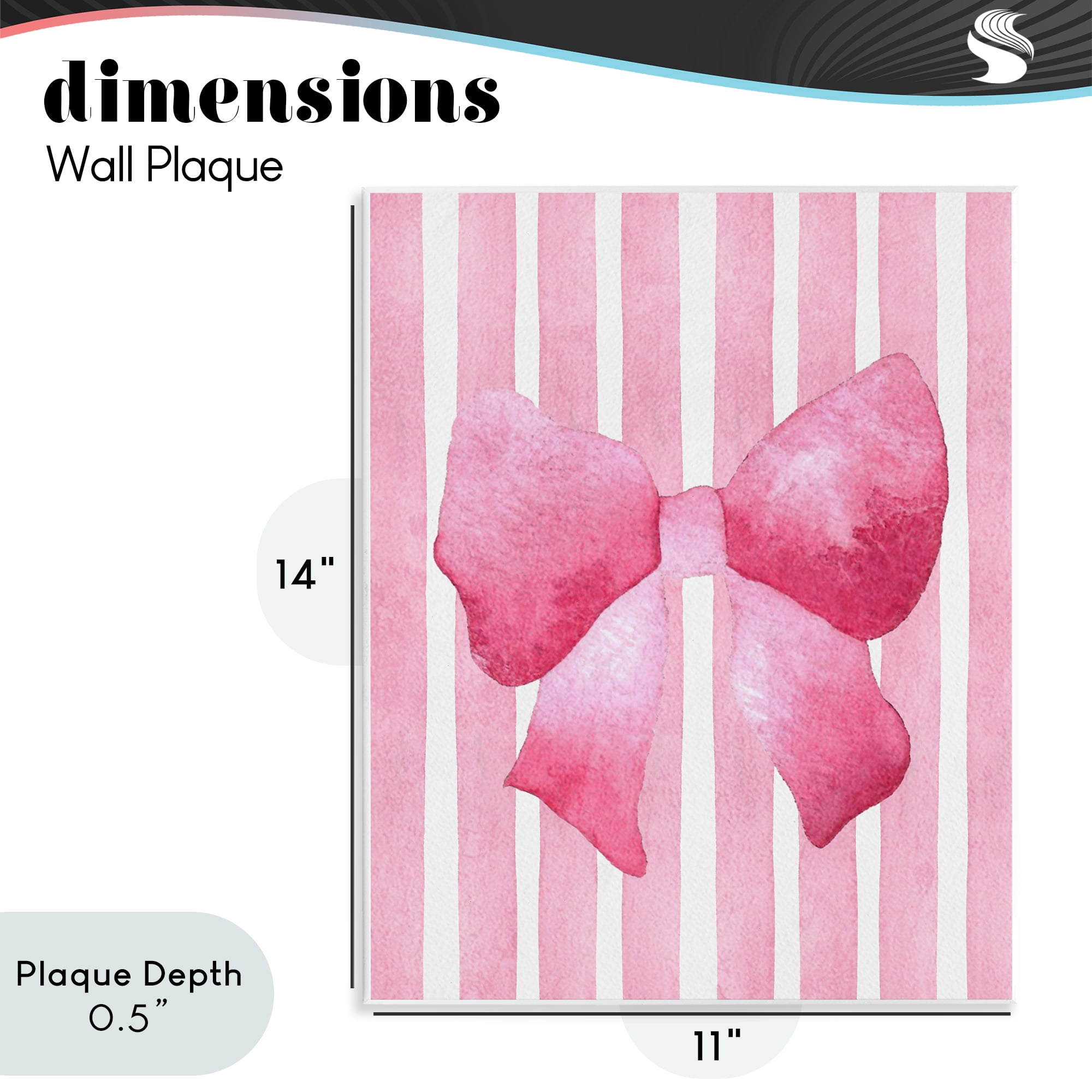 Stupell Industries Chic Bow on Pink Stripes Wall Plaque Art, design by Camila Juncos